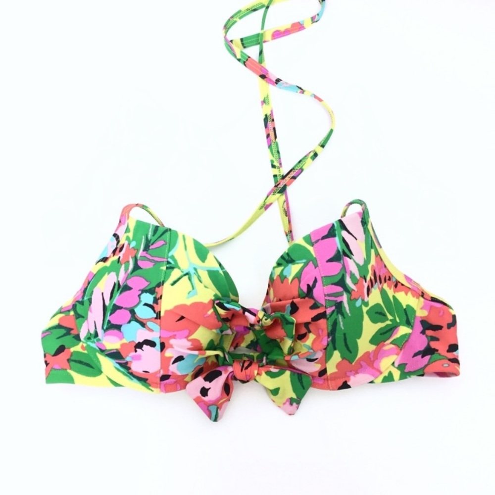 Aerie tropical floral print bikini top size 34C
